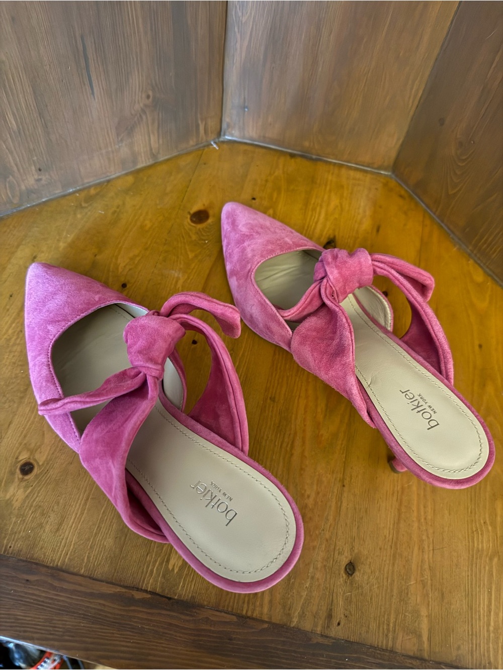 Botkier New York "Pina" Bow-Accented Suede Kitten Heel Mules 8 - Picture 8 of 15